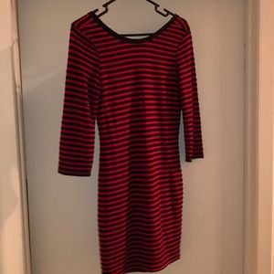 Express Size Small Red and Black Stripe Dress